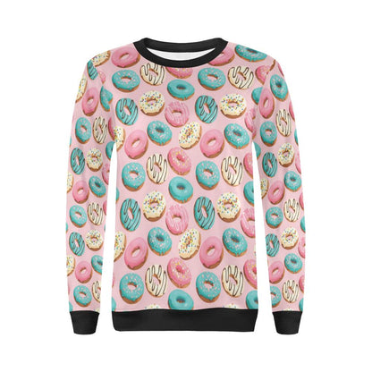 Donut Pattern Print Design DN06 Women Long Sleeve Sweatshirt-JorJune
