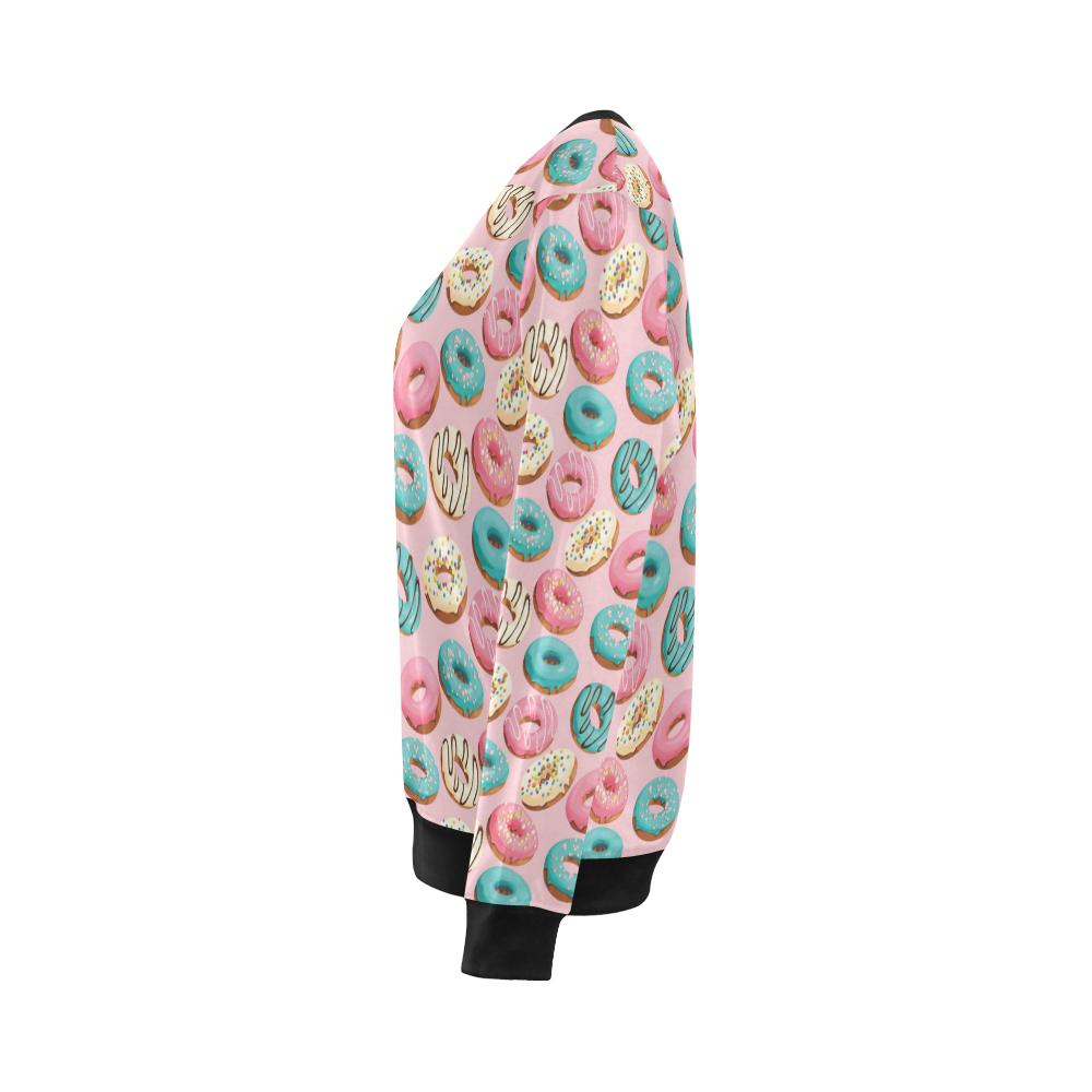 Donut Pattern Print Design DN06 Women Long Sleeve Sweatshirt-JorJune
