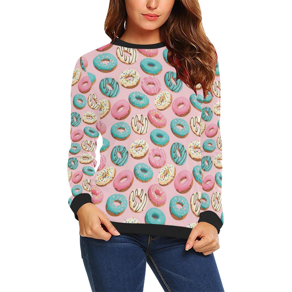 Donut Pattern Print Design DN06 Women Long Sleeve Sweatshirt-JorJune