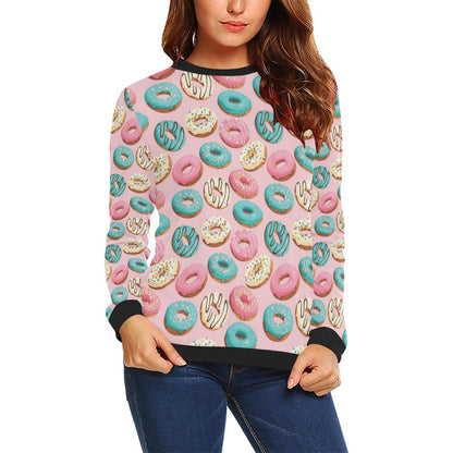 Donut Pattern Print Design DN06 Women Long Sleeve Sweatshirt-JorJune