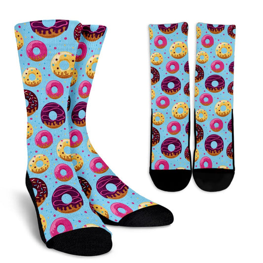Donut Pattern Print Design DN07 Crew Socks-JORJUNE.COM