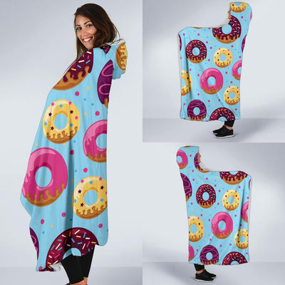 Donut Pattern Print Design DN07 Hooded Blanket-JORJUNE.COM