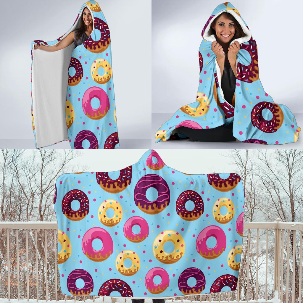 Donut Pattern Print Design DN07 Hooded Blanket-JORJUNE.COM