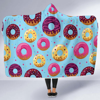 Donut Pattern Print Design DN07 Hooded Blanket-JORJUNE.COM