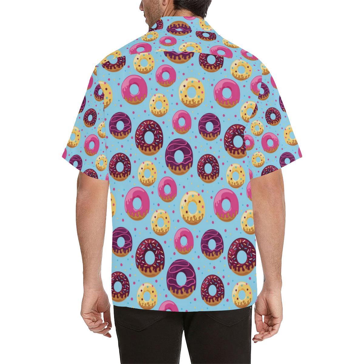 Donut Pattern Print Design DN07 Men Hawaiian Shirt-JorJune