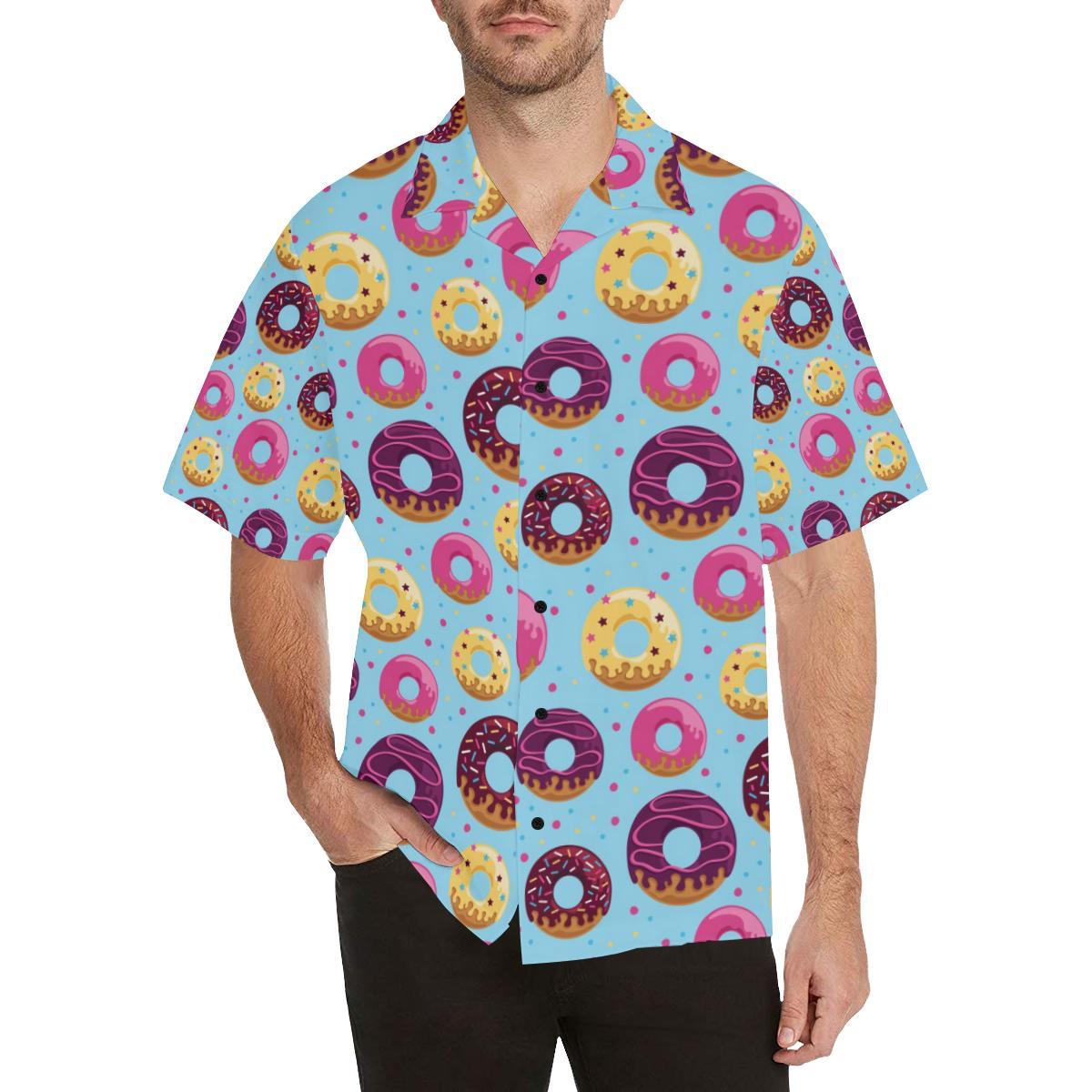Donut Pattern Print Design DN07 Men Hawaiian Shirt-JorJune