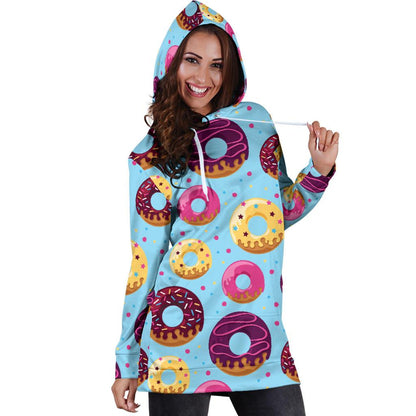 Donut Pattern Print Design DN07 Women Hoodie Dress