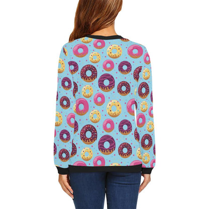 Donut Pattern Print Design DN07 Women Long Sleeve Sweatshirt-JorJune