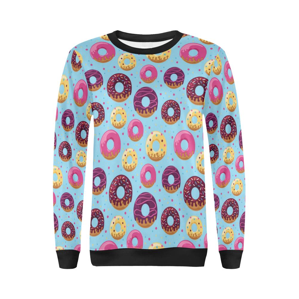 Donut Pattern Print Design DN07 Women Long Sleeve Sweatshirt-JorJune