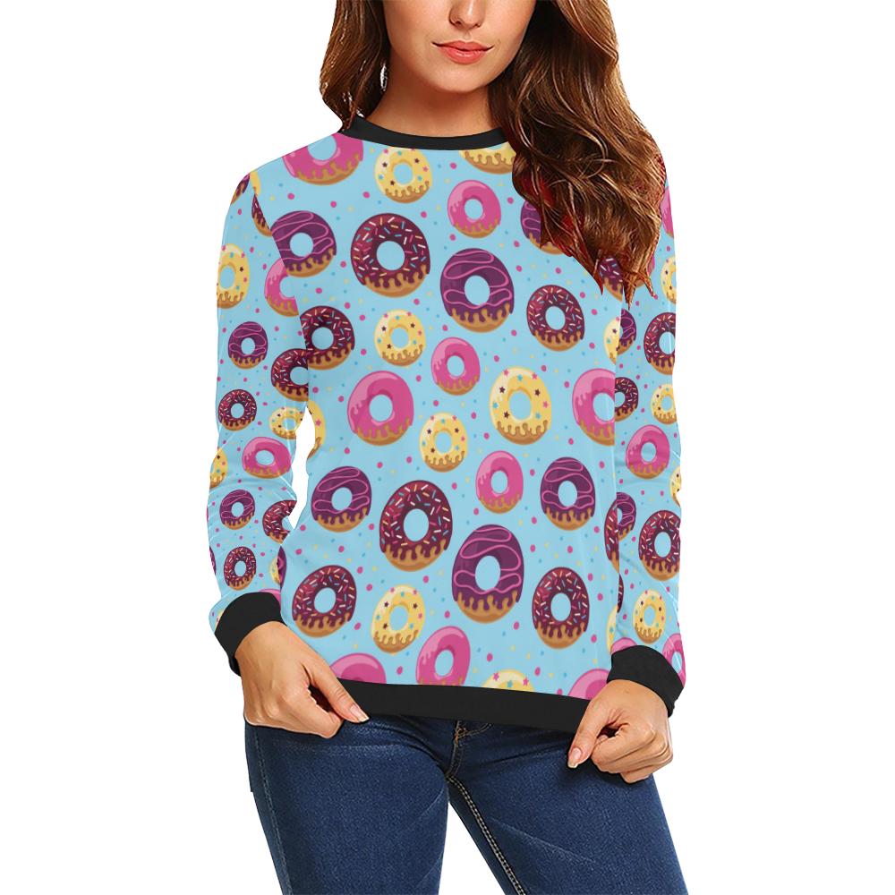 Donut Pattern Print Design DN07 Women Long Sleeve Sweatshirt-JorJune