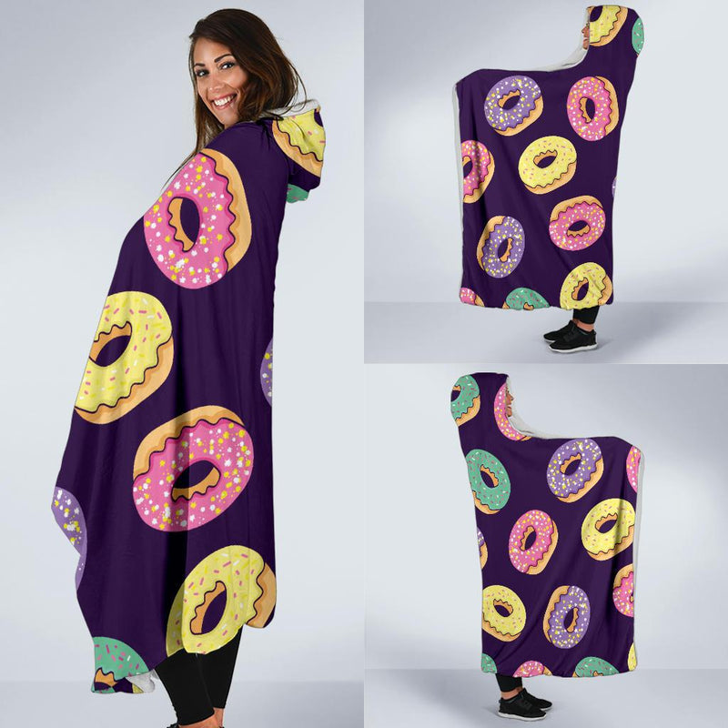 Donut Pattern Print Design DN08 Hooded Blanket-JORJUNE.COM