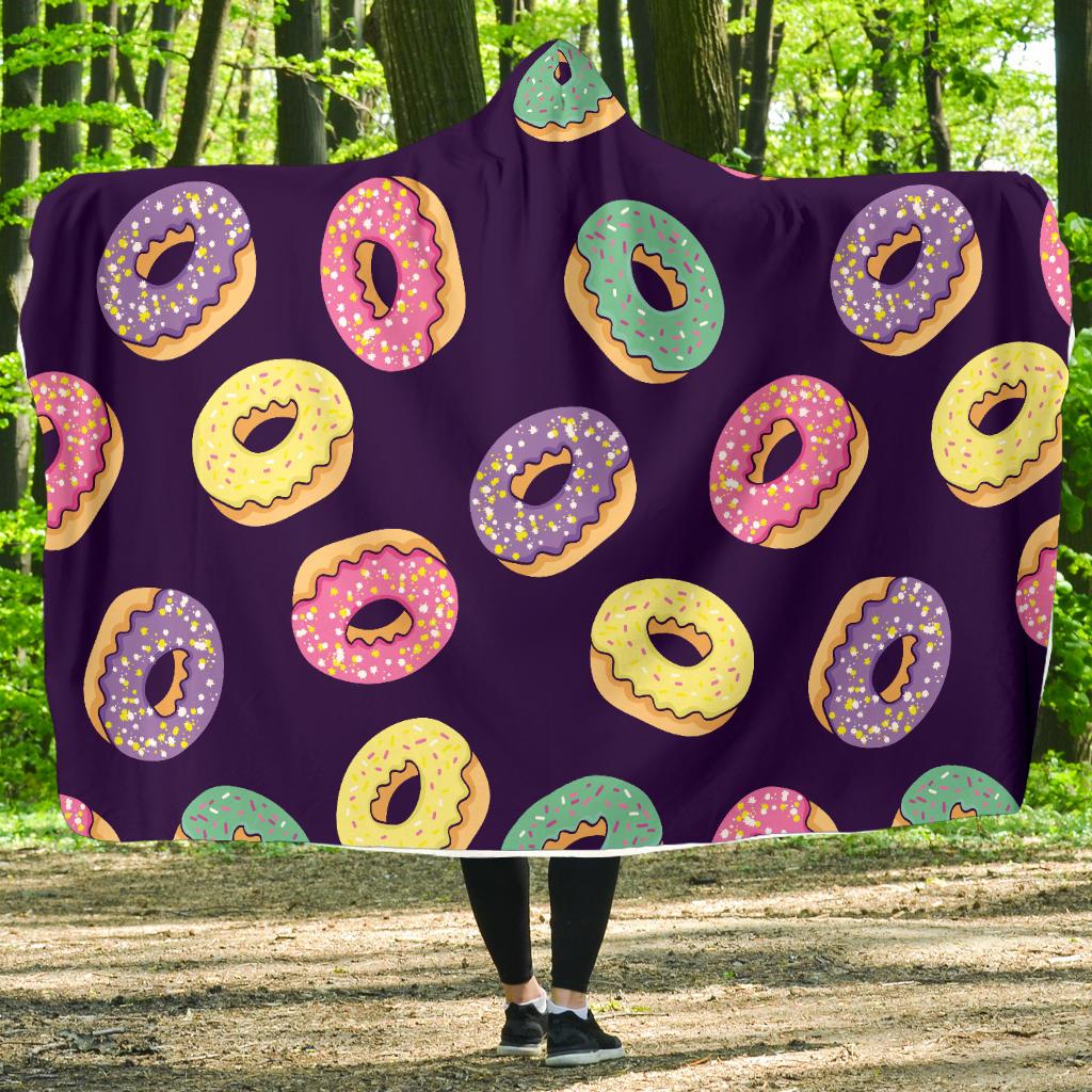 Donut Pattern Print Design DN08 Hooded Blanket-JORJUNE.COM