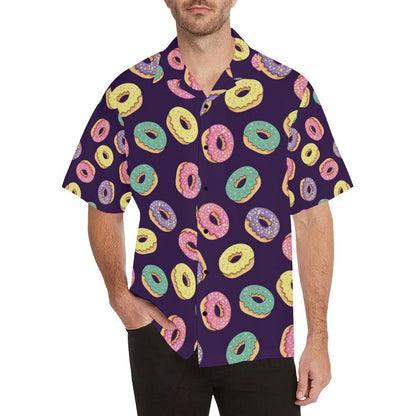 Donut Pattern Print Design DN08 Men Hawaiian Shirt-JorJune