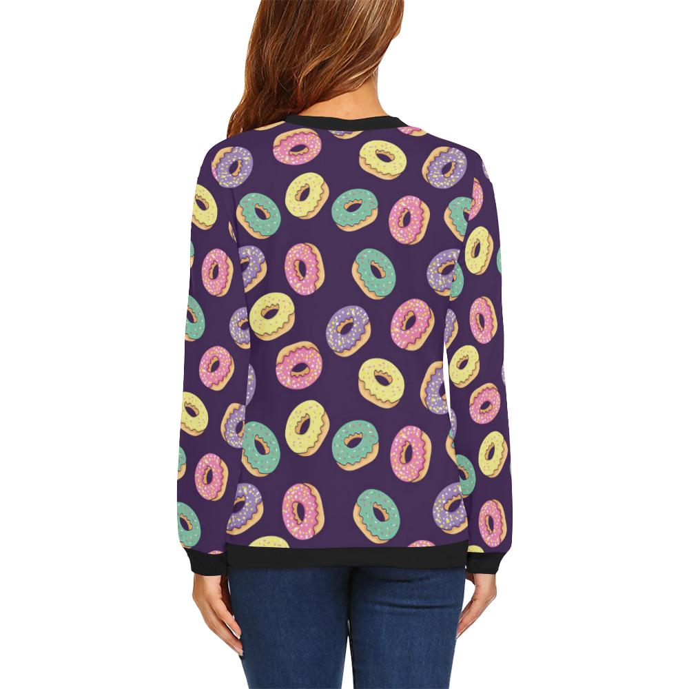Donut Pattern Print Design DN08 Women Long Sleeve Sweatshirt-JorJune