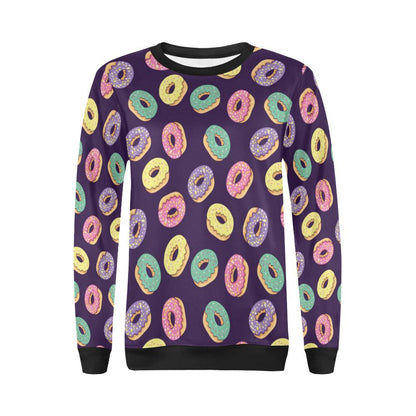 Donut Pattern Print Design DN08 Women Long Sleeve Sweatshirt-JorJune