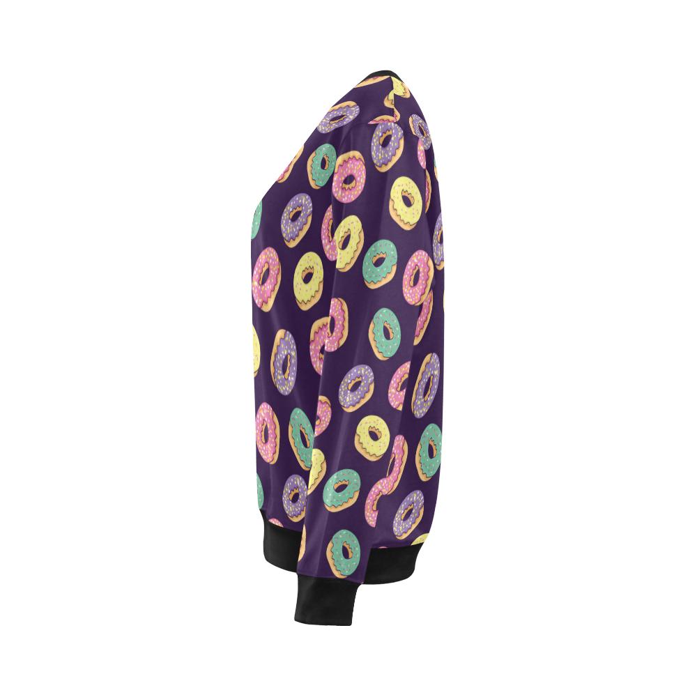 Donut Pattern Print Design DN08 Women Long Sleeve Sweatshirt-JorJune
