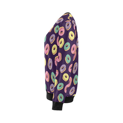 Donut Pattern Print Design DN08 Women Long Sleeve Sweatshirt-JorJune