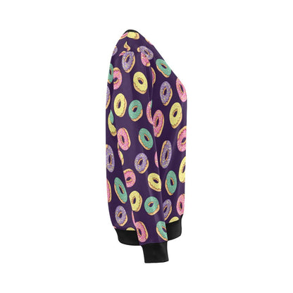 Donut Pattern Print Design DN08 Women Long Sleeve Sweatshirt-JorJune