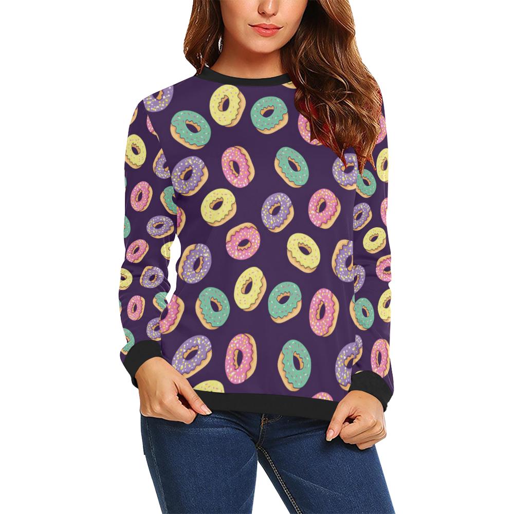 Donut Pattern Print Design DN08 Women Long Sleeve Sweatshirt-JorJune