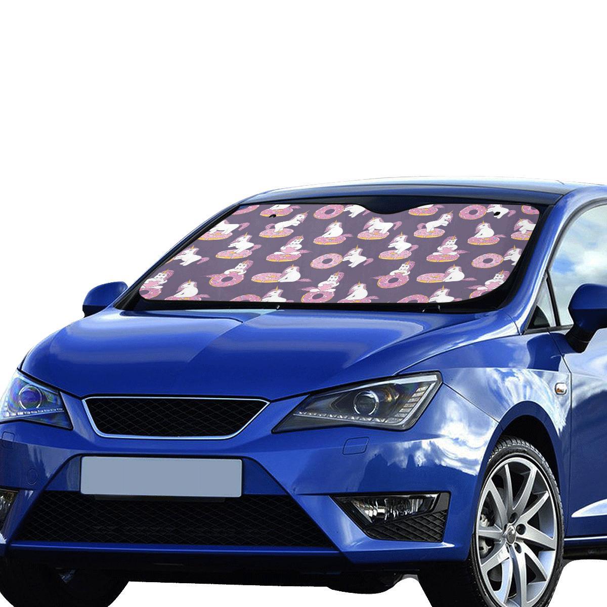 Donut Unicorn Pattern Print Design DN011 Car Sun Shade-JorJune