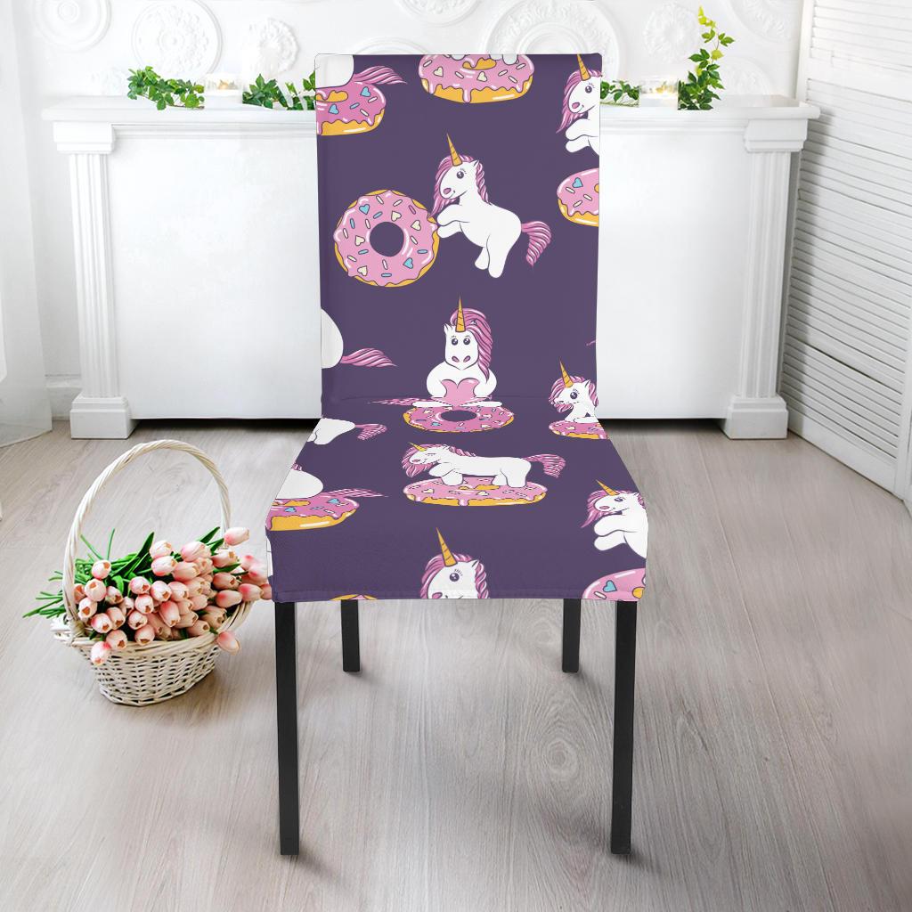 Donut Unicorn Pattern Print Design DN011 Dining Chair Slipcover-JORJUNE.COM
