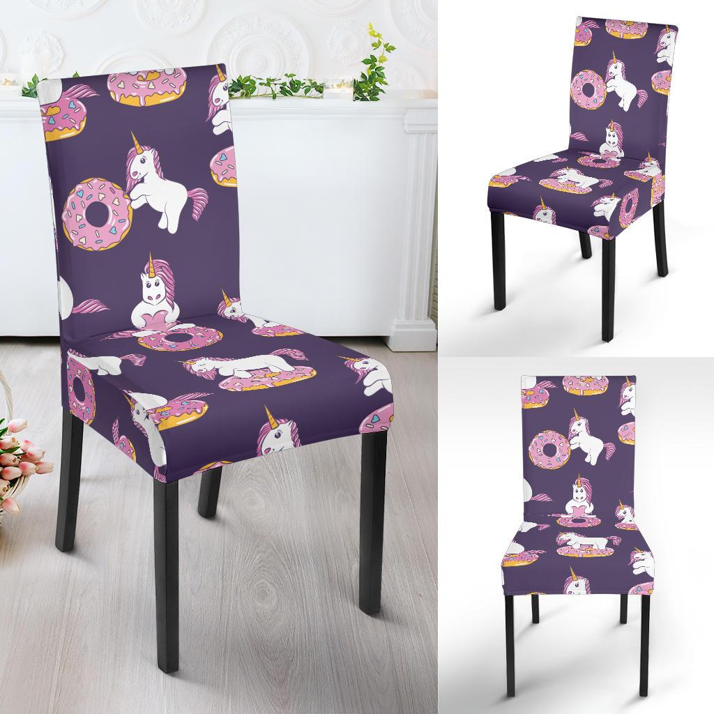 Donut Unicorn Pattern Print Design DN011 Dining Chair Slipcover-JORJUNE.COM