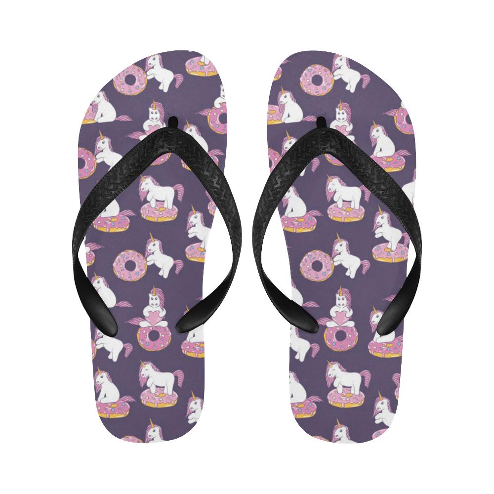 Donut Unicorn Pattern Print Design DN011 Flip Flops-JorJune