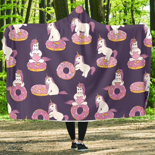 Donut Unicorn Pattern Print Design DN011 Hooded Blanket-JORJUNE.COM