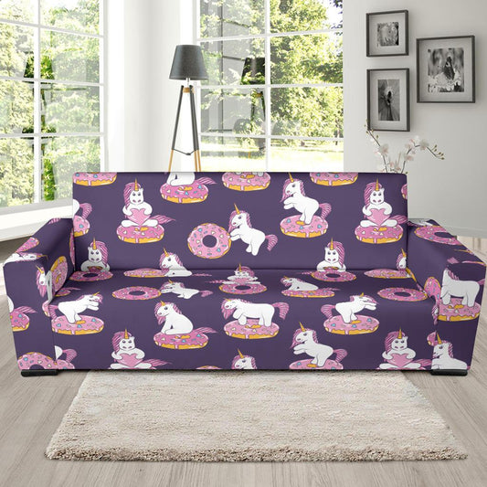 Donut Unicorn Pattern Print Design DN011 Sofa Slipcover-JORJUNE.COM