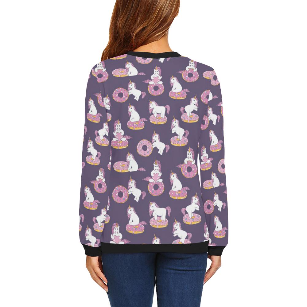 Donut Unicorn Pattern Print Design DN011 Women Long Sleeve Sweatshirt-JorJune