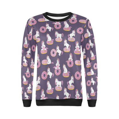 Donut Unicorn Pattern Print Design DN011 Women Long Sleeve Sweatshirt-JorJune
