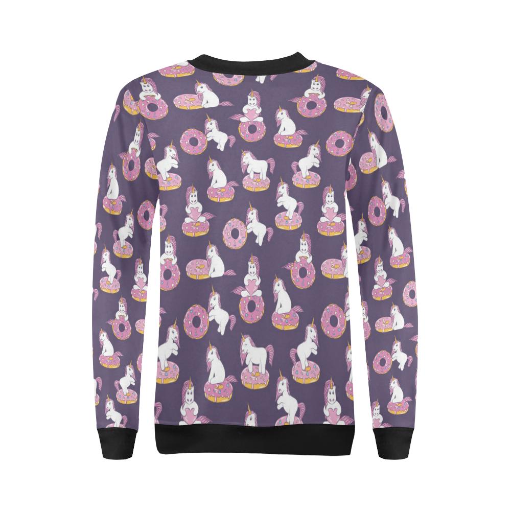 Donut Unicorn Pattern Print Design DN011 Women Long Sleeve Sweatshirt-JorJune