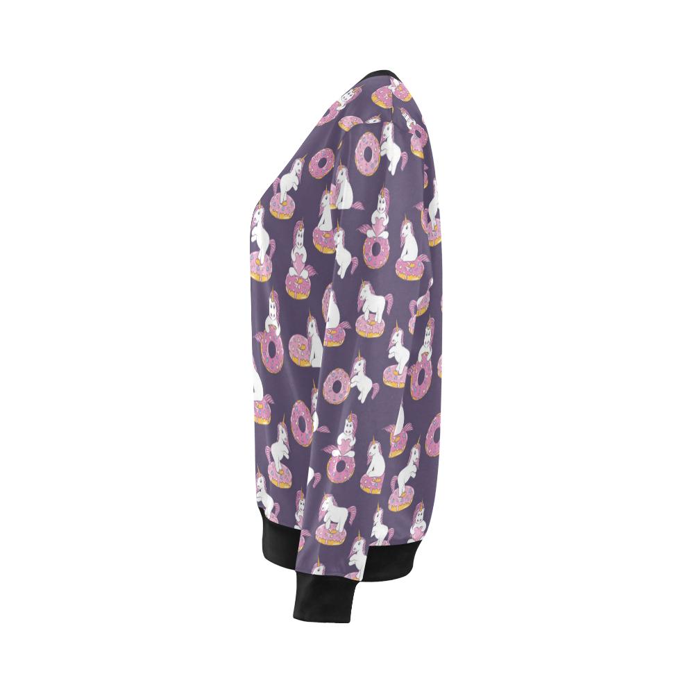 Donut Unicorn Pattern Print Design DN011 Women Long Sleeve Sweatshirt-JorJune