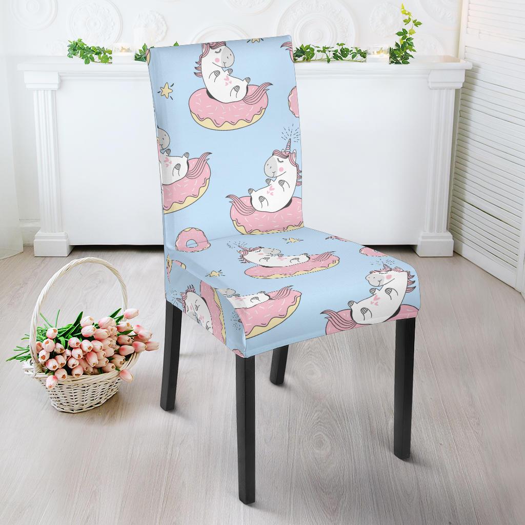 Donut Unicorn Pattern Print Design DN014 Dining Chair Slipcover-JORJUNE.COM