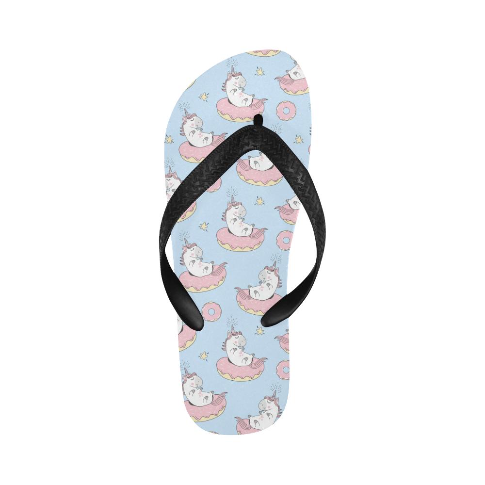 Donut Unicorn Pattern Print Design DN014 Flip Flops-JorJune