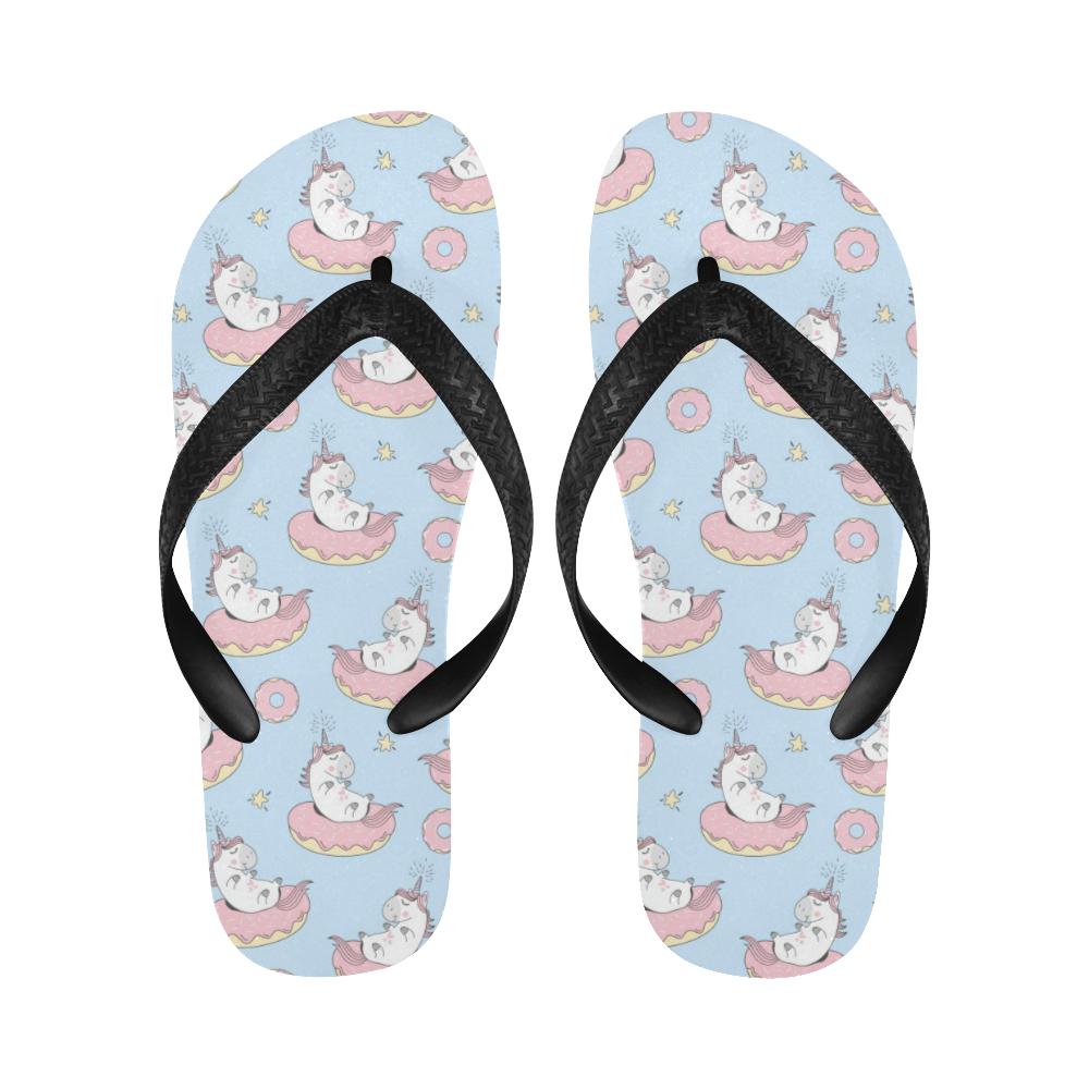 Donut Unicorn Pattern Print Design DN014 Flip Flops-JorJune