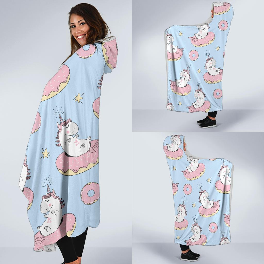 Donut Unicorn Pattern Print Design DN014 Hooded Blanket-JORJUNE.COM