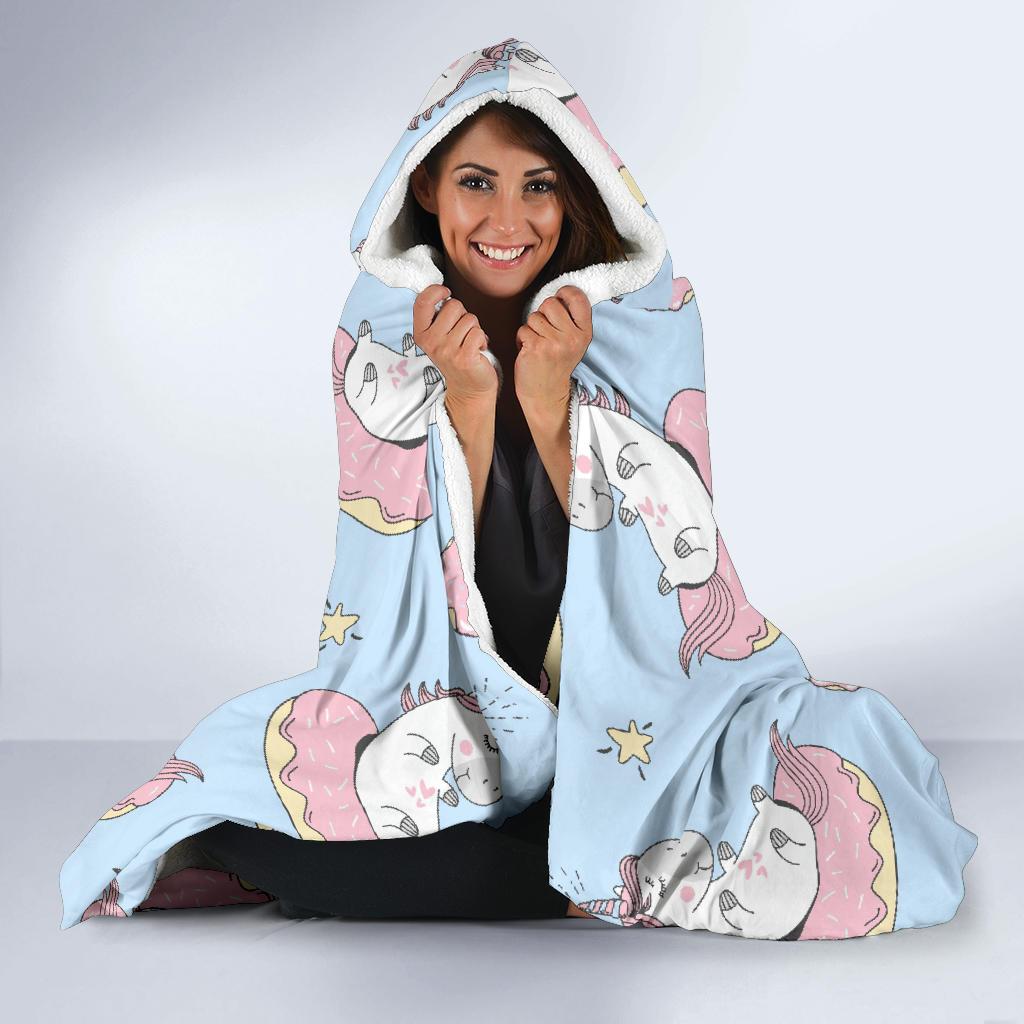 Donut Unicorn Pattern Print Design DN014 Hooded Blanket-JORJUNE.COM