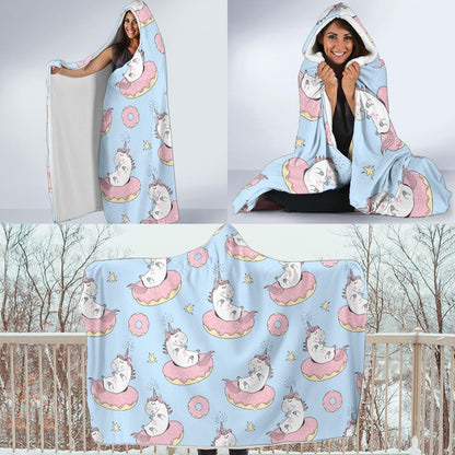 Donut Unicorn Pattern Print Design DN014 Hooded Blanket-JORJUNE.COM