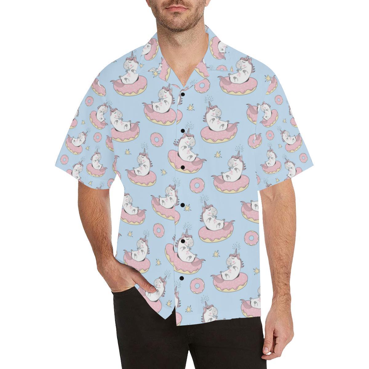 Donut Unicorn Pattern Print Design DN014 Men Hawaiian Shirt-JorJune