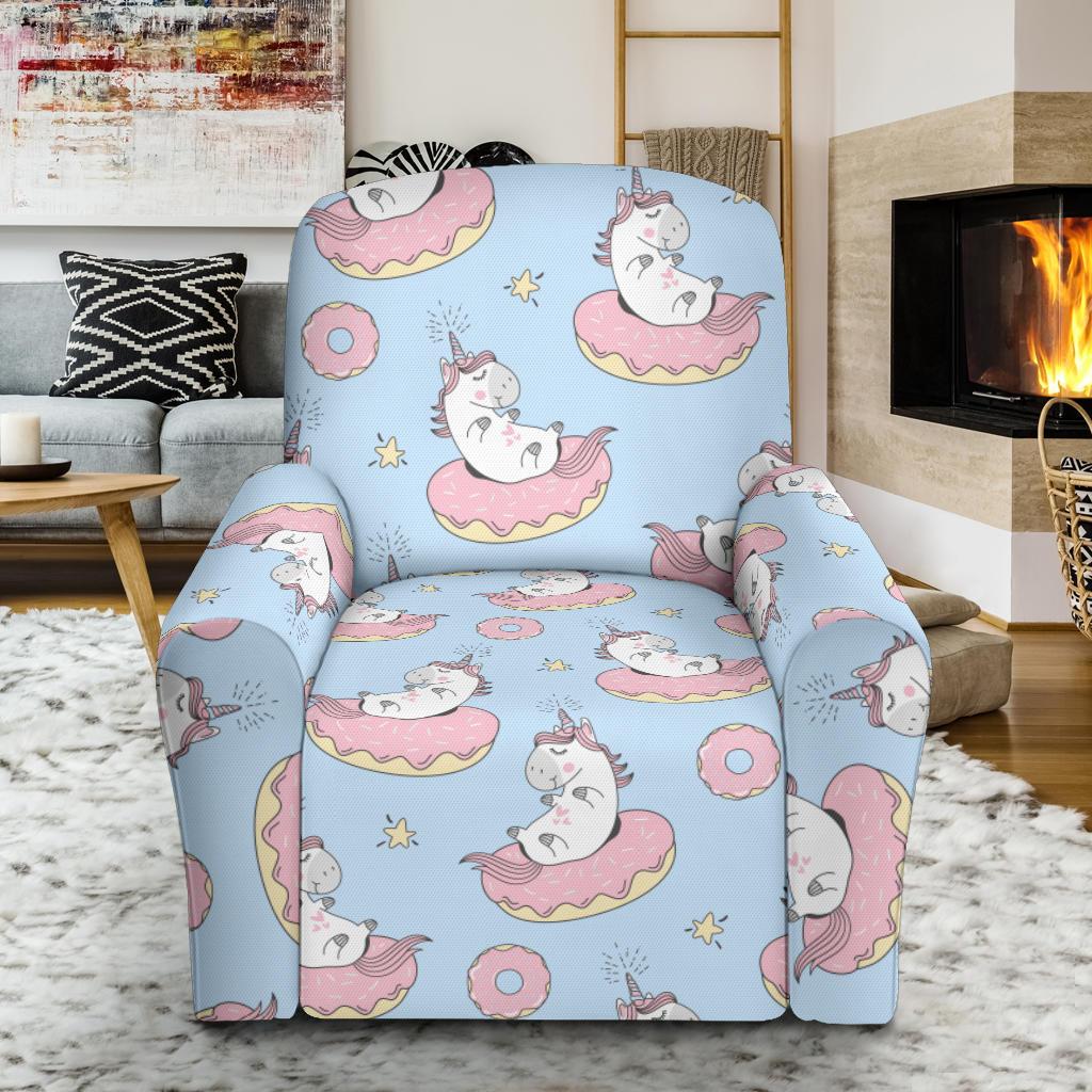 Donut Unicorn Pattern Print Design DN014 Recliner Slipcover-JORJUNE.COM