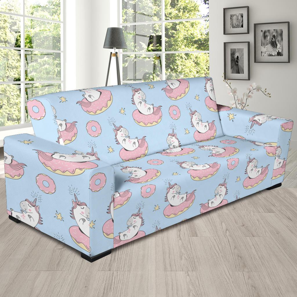 Donut Unicorn Pattern Print Design DN014 Sofa Slipcover-JORJUNE.COM