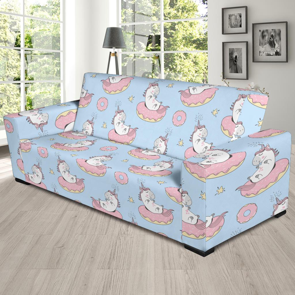 Donut Unicorn Pattern Print Design DN014 Sofa Slipcover-JORJUNE.COM