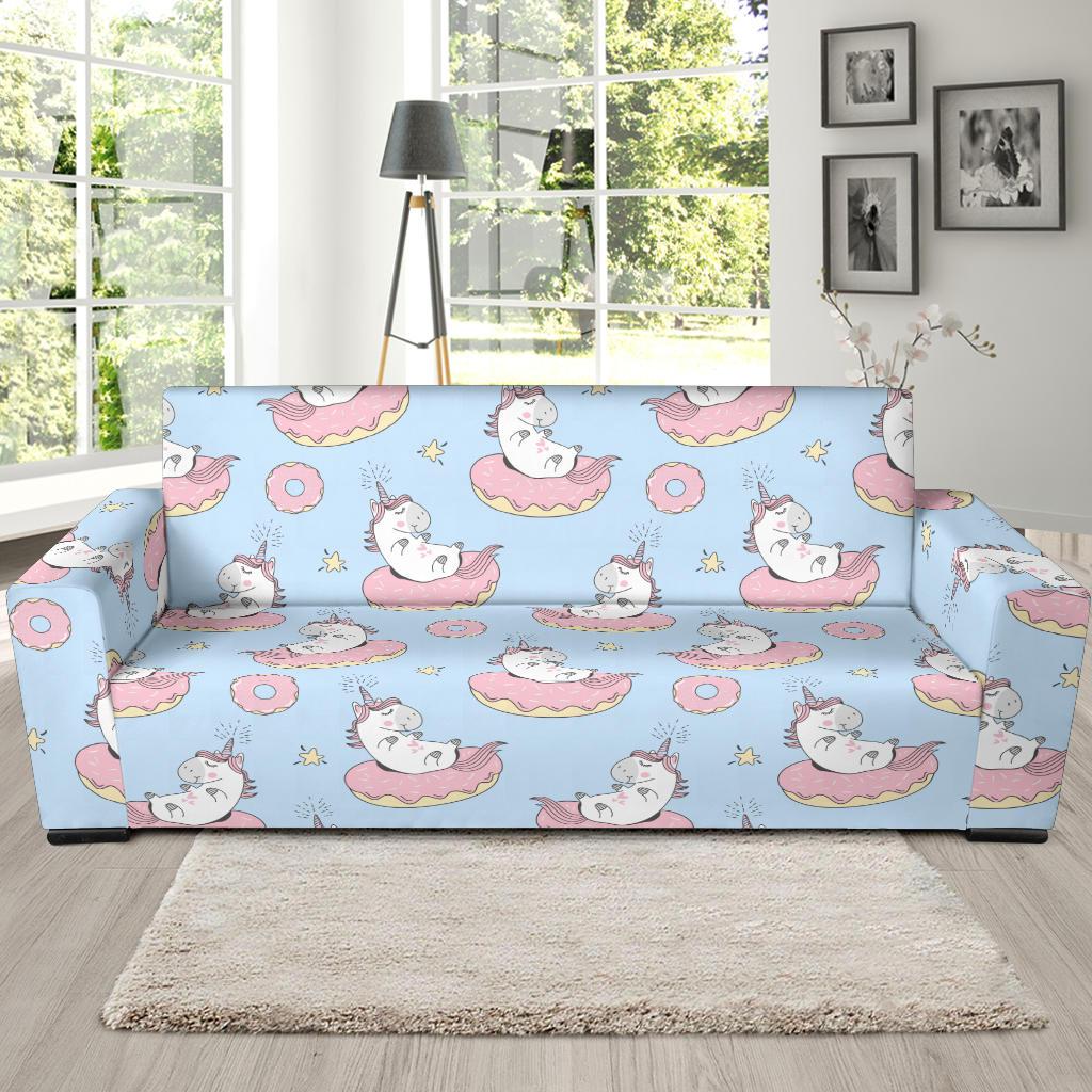 Donut Unicorn Pattern Print Design DN014 Sofa Slipcover-JORJUNE.COM