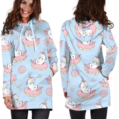 Donut Unicorn Pattern Print Design DN014 Women Hoodie Dress