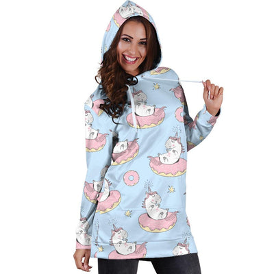 Donut Unicorn Pattern Print Design DN014 Women Hoodie Dress