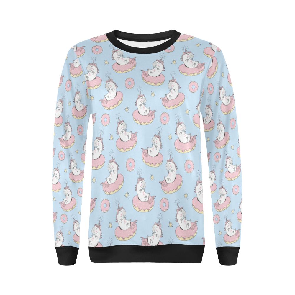 Donut Unicorn Pattern Print Design DN014 Women Long Sleeve Sweatshirt-JorJune