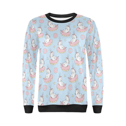 Donut Unicorn Pattern Print Design DN014 Women Long Sleeve Sweatshirt-JorJune