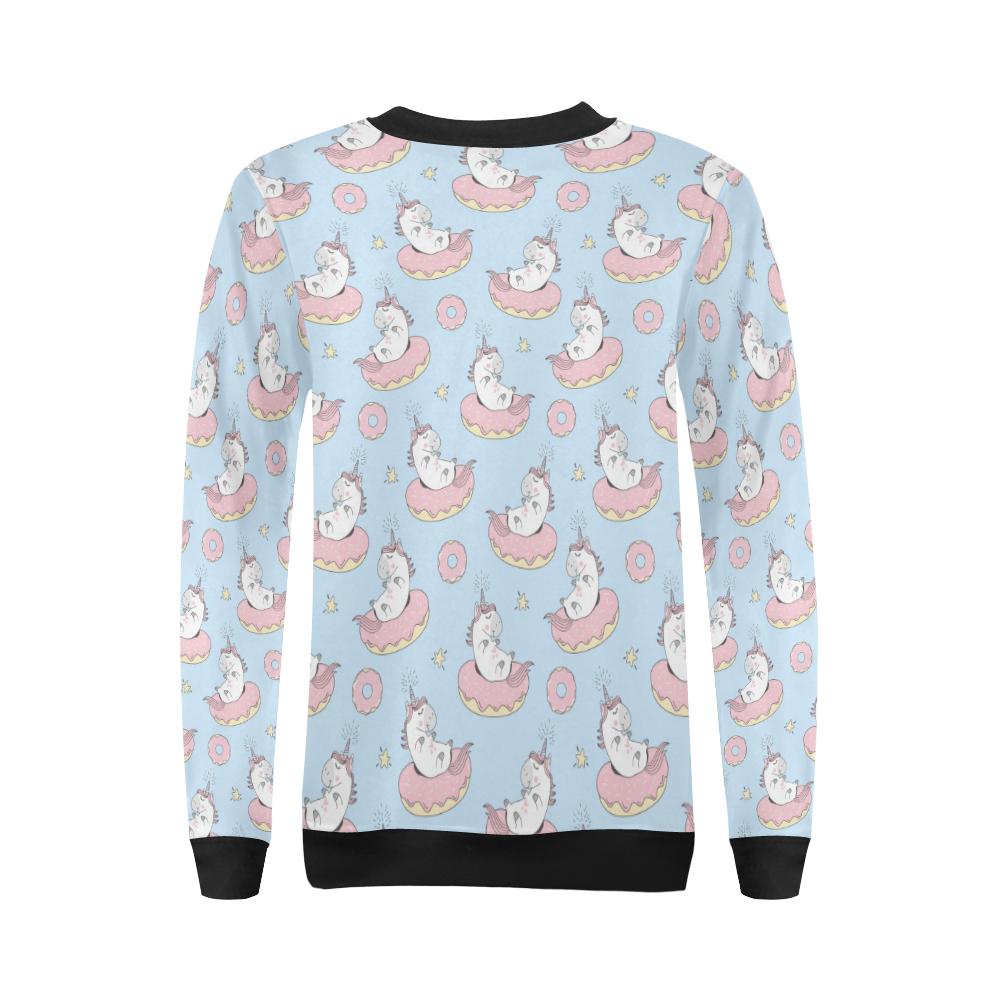 Donut Unicorn Pattern Print Design DN014 Women Long Sleeve Sweatshirt-JorJune