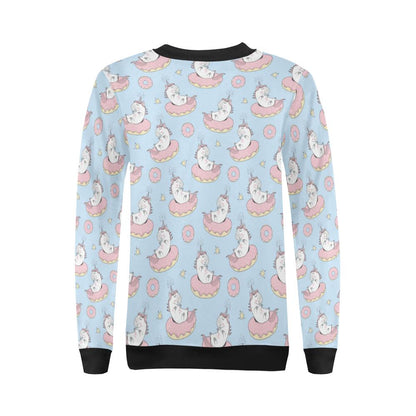 Donut Unicorn Pattern Print Design DN014 Women Long Sleeve Sweatshirt-JorJune